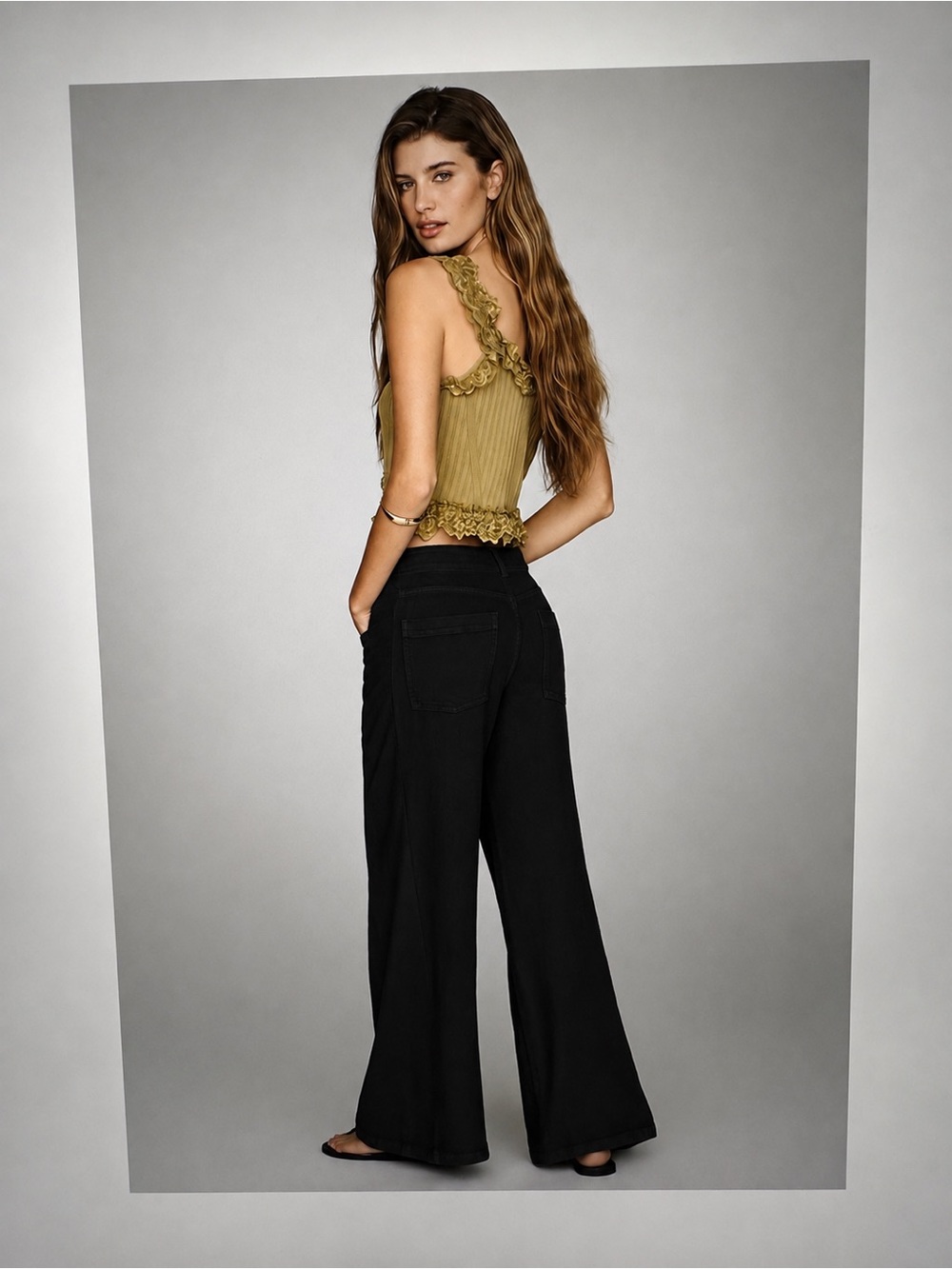 New with Tag! Anthropologie Pilcro Adi Black Wide Flare Leg sz 32 - Picture 7 of 13